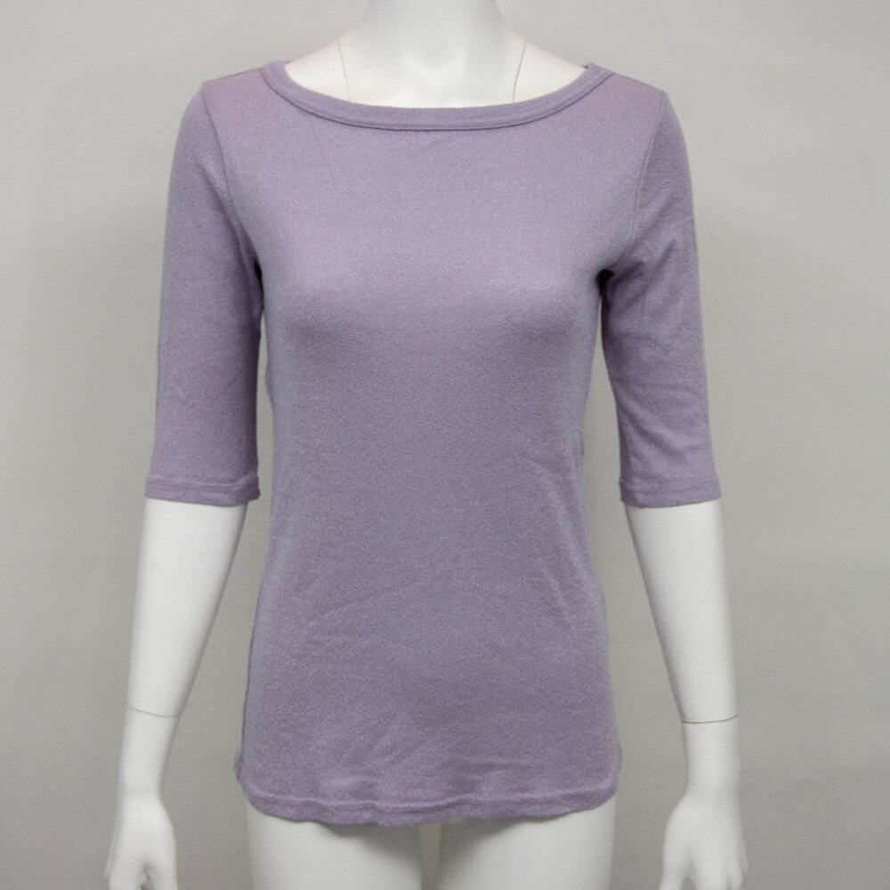 Anthropologie/Michael Stars Boat Neck 3/4 Length Sleeve Shine Top